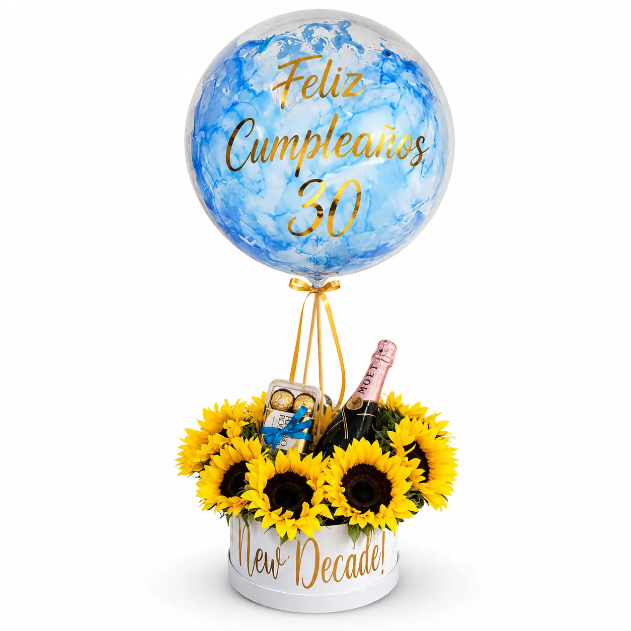 REGALO GIRASOLES & ESPUMOSO + CHOCOLATES  — regalo a domicilio Lovely.mx