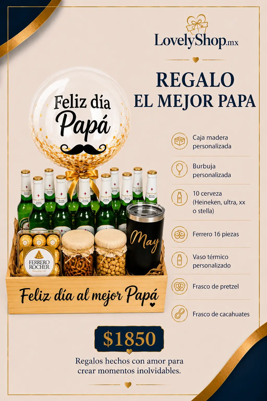 Regalo El Mejor Papá con Burbuja — regalo a domicilio Lovely.mx